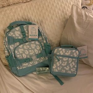 Pottery Barn Aqua Cheetah Print Backpack